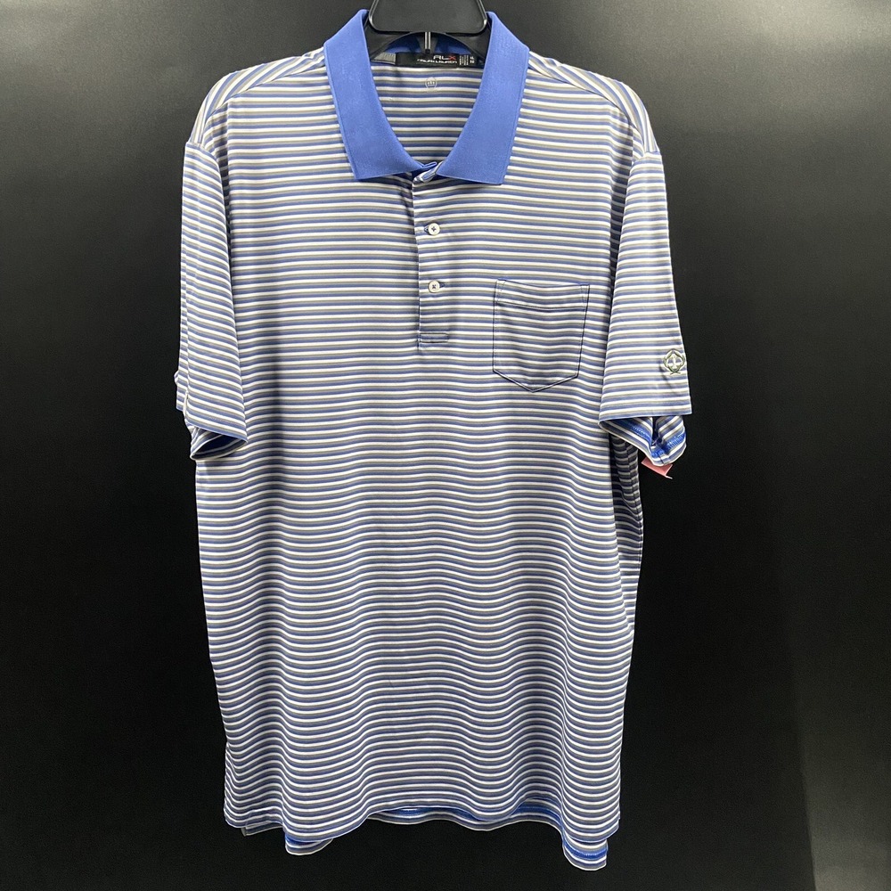 RLX Ralph Lauren Polo Shirt Mens XL Blue Shore Acres Wicking Casual Golf Logo